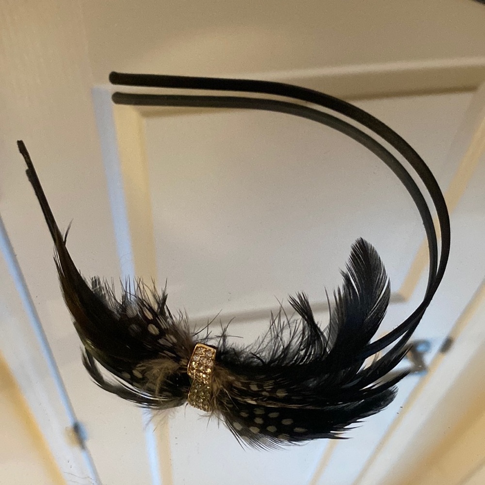 JCrew feather and stone black headband